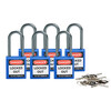 Safety Padlocks - Compact, Blue, KD - Keyed Differently, Aluminium, 38.10 mm, 6 Piece / Box
